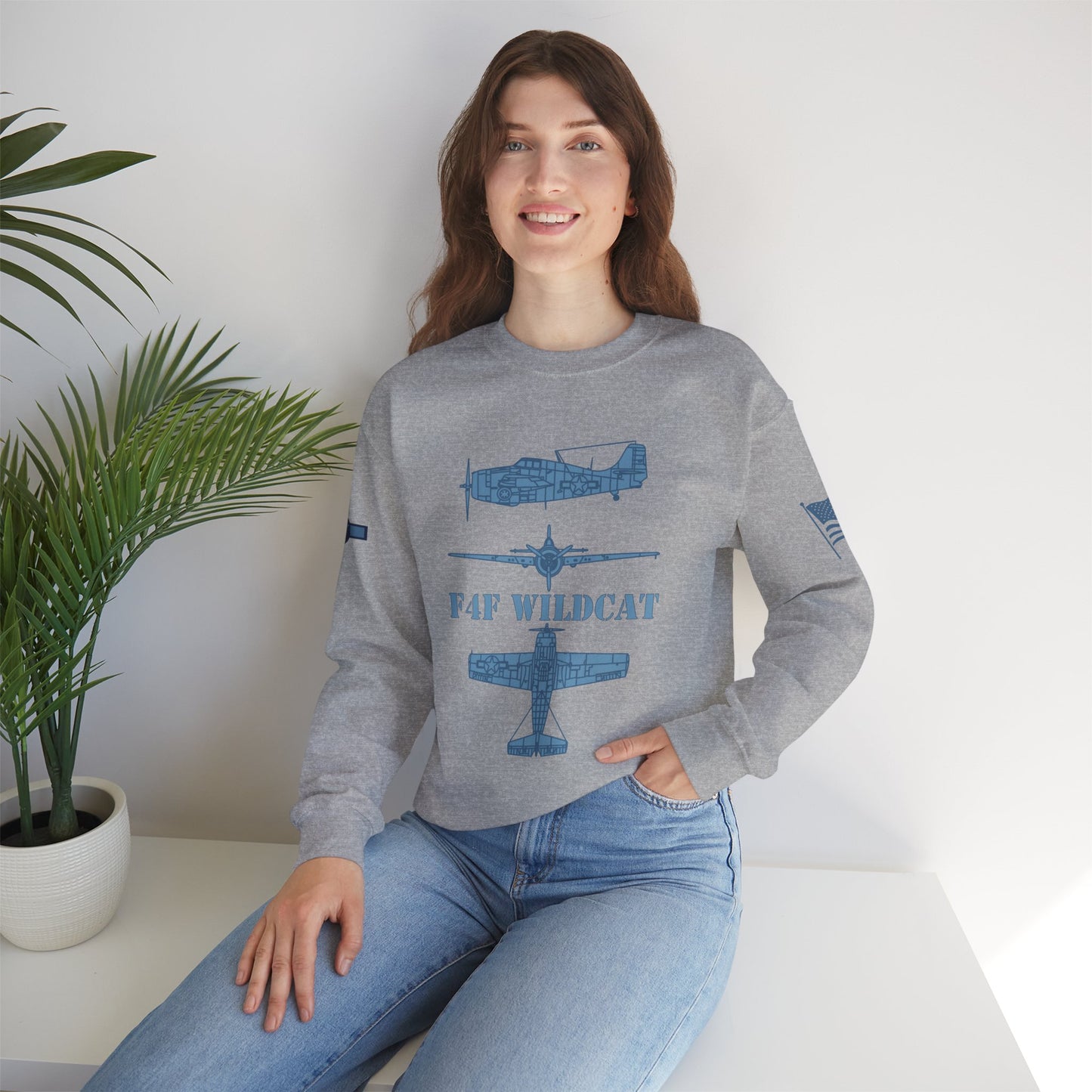 F4F Wildcat Airplane Heavy Blend™ Crewneck Sweatshirt