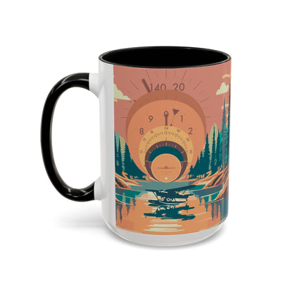 Vintage Flight Instrument Sunset Coffee Mug 15oz