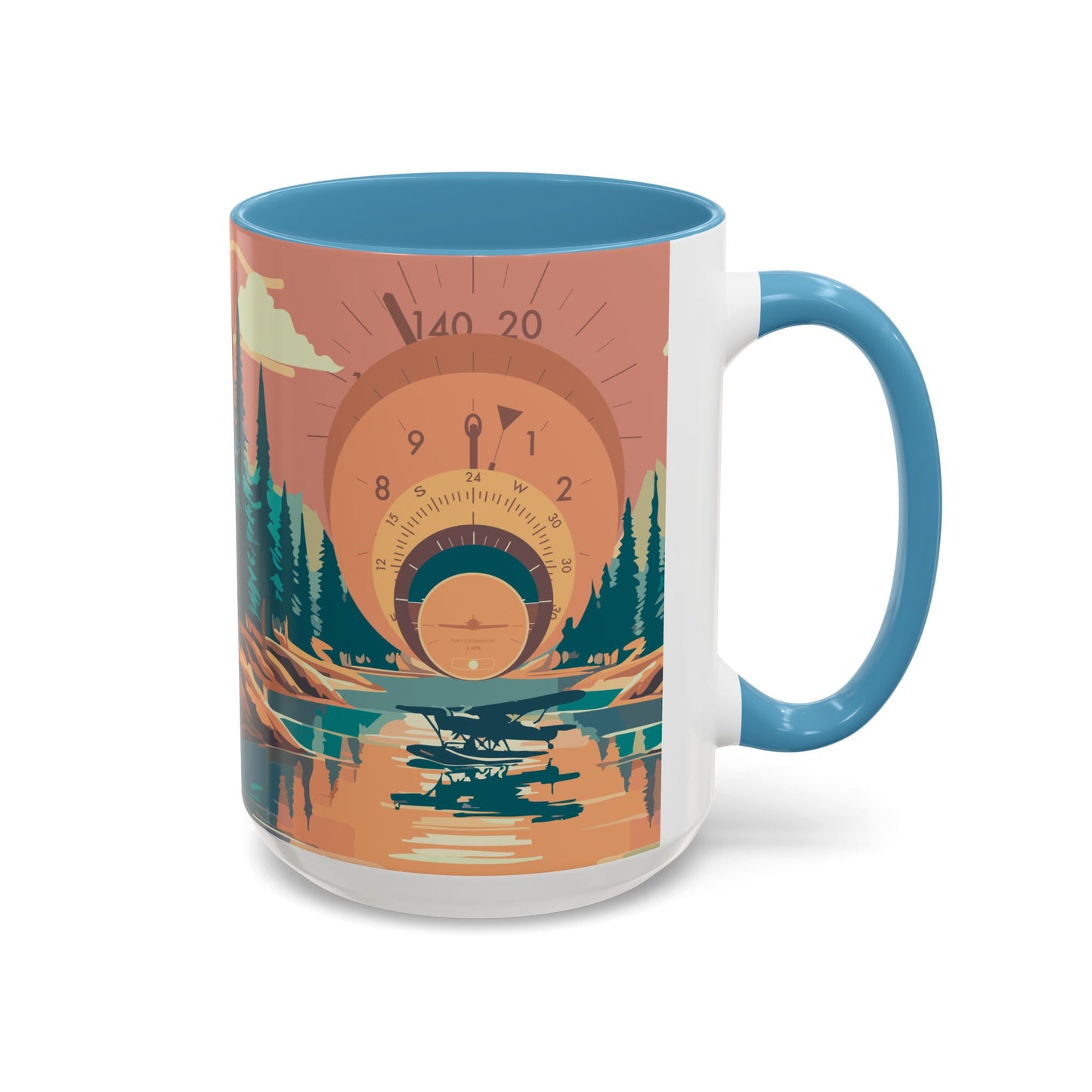Vintage Flight Instrument Sunset Coffee Mug 15oz