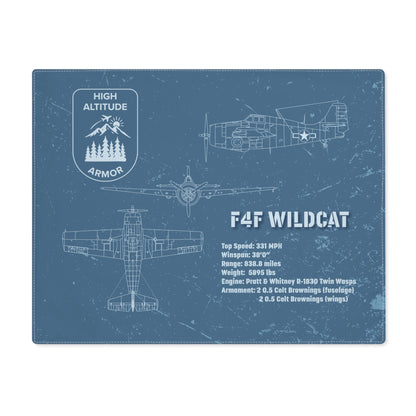F4F Wildcat Blueprint Placemat — Vintage Aircraft Diagram Table Mat