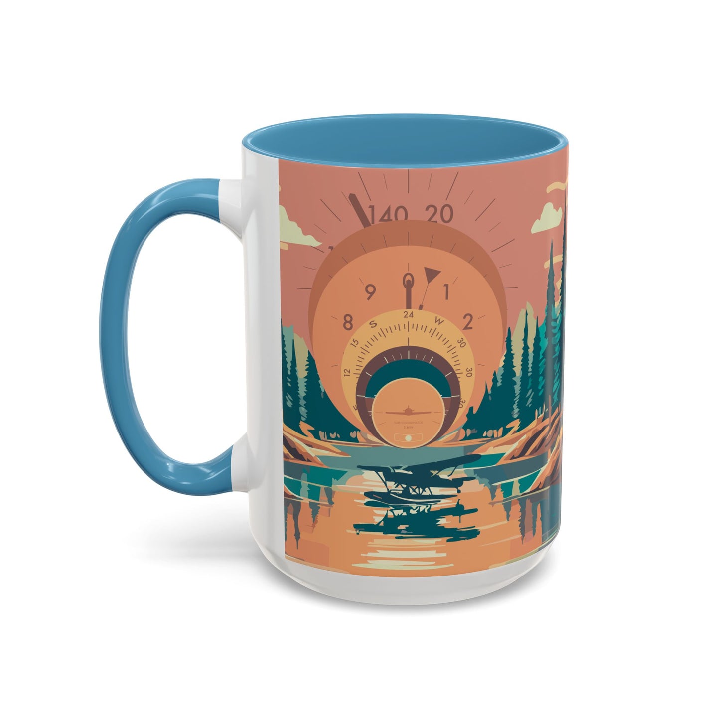 Vintage Flight Instrument Sunset Coffee Mug 15oz