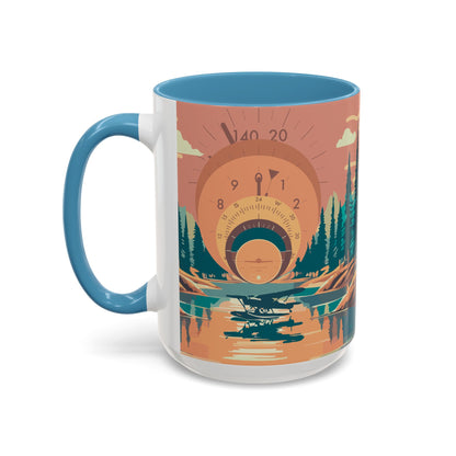 Vintage Flight Instrument Sunset Coffee Mug 15oz