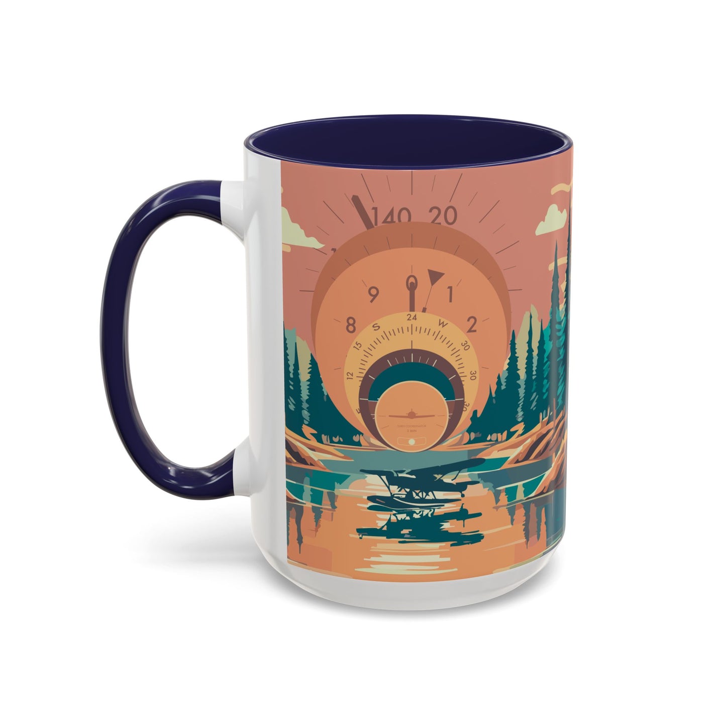 Vintage Flight Instrument Sunset Coffee Mug 15oz