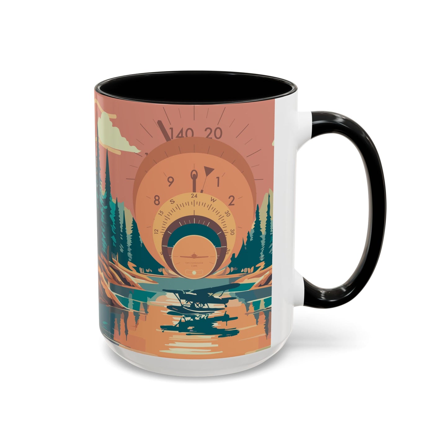 Vintage Flight Instrument Sunset Coffee Mug 15oz
